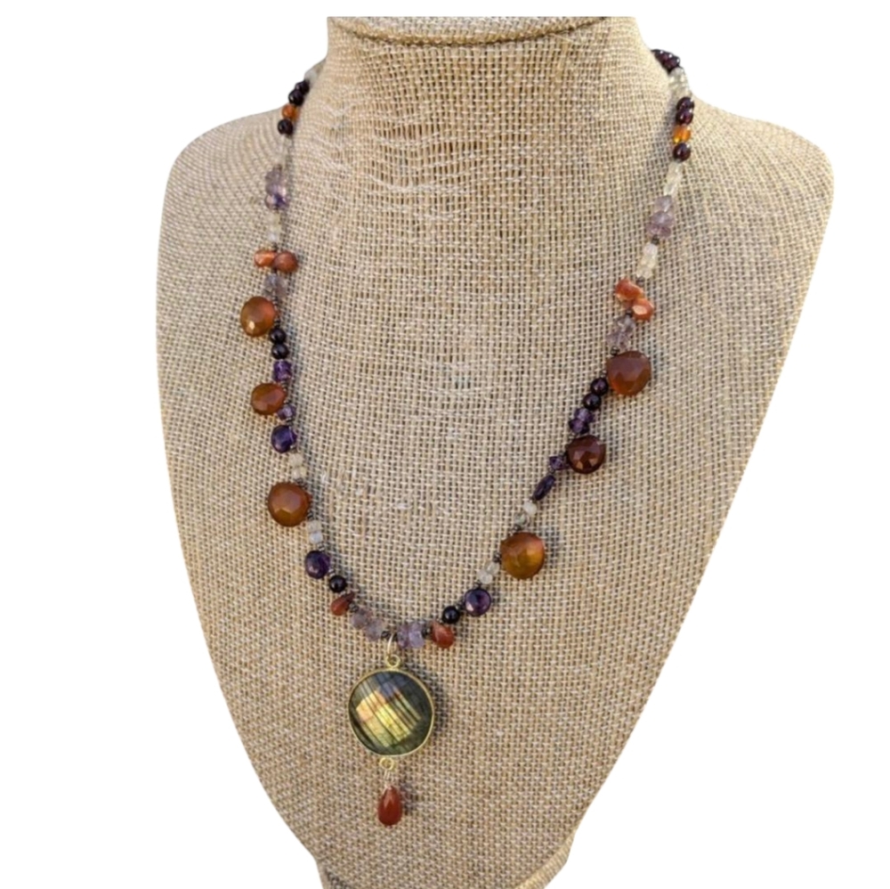 Handmade Briolette Gemstone Labradorite GF Necklace